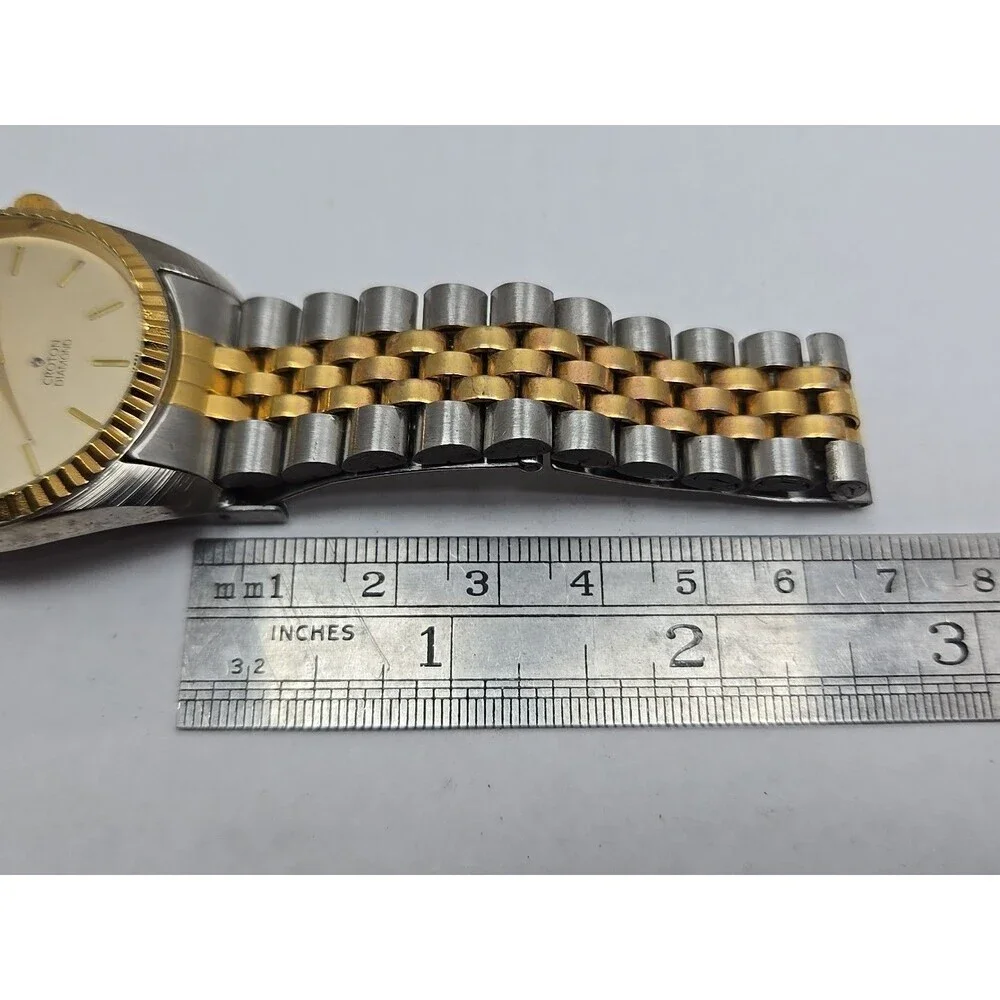 Vintage Manhattan By Croton Diamond Two Tone Quartz Watch Japan New Battery Mens